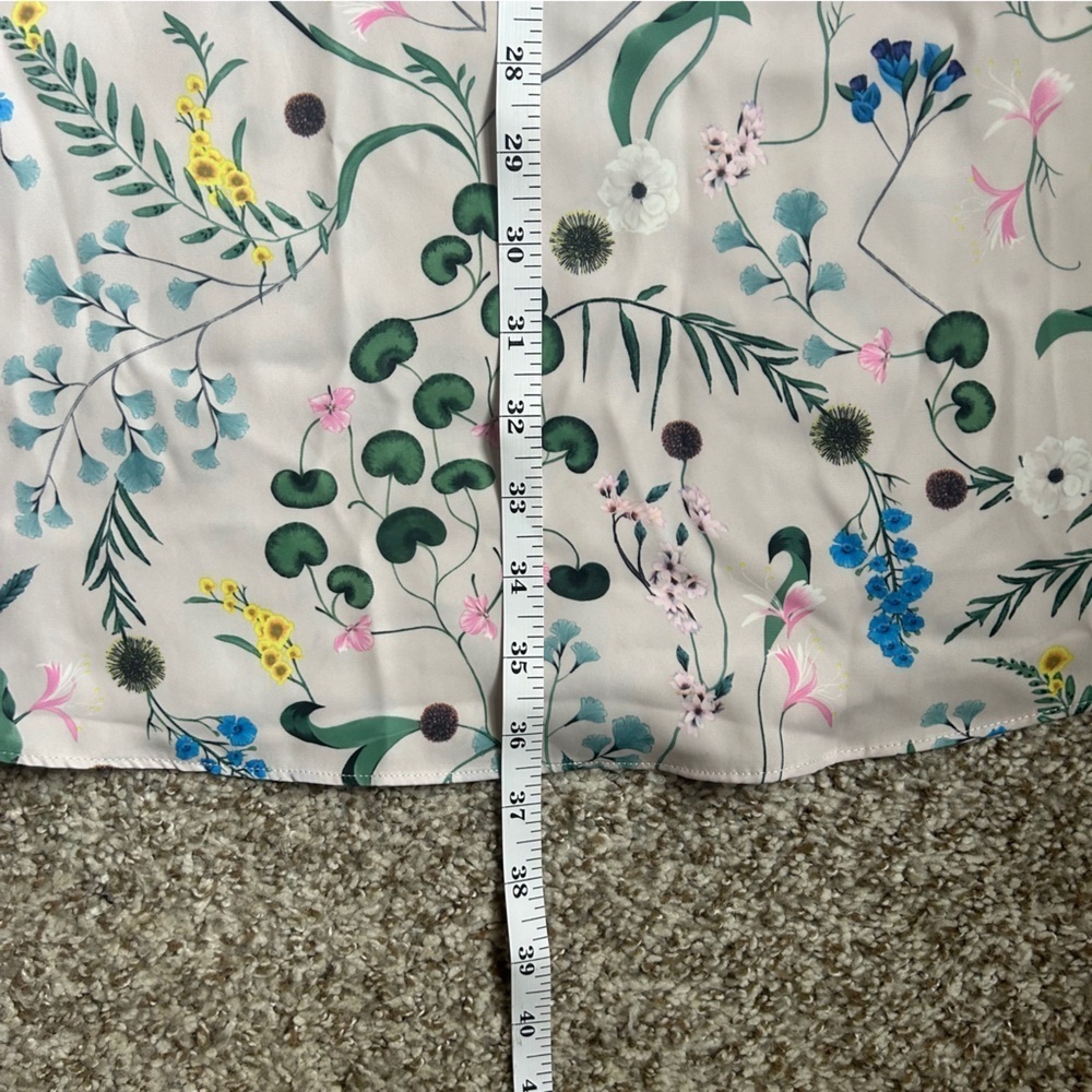 Anna Glover x H&M Cream Dress Floral Design Tunic Flowy Casual Formal Summer - Picture 10 of 10